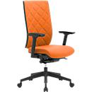 Bürostuhl WIKI, mit Armlehnen, Stoff-Rücken, Gestell Kunststoff, orange