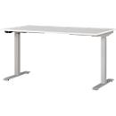 Bureau Agenda, réglage électrique de la hauteur, L 1400 x P 800 x H 720-1200 mm, gris clair/argenté + panneau USB Memory