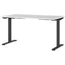 Bureau Agenda, réglage électrique de la hauteur, L 1400 x P 800 x H 720-1200 mm, gris clair/noir + panneau USB à mémoire de forme