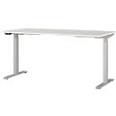 Bureau Agenda, réglage électrique de la hauteur, L 1600 x P 800 x H 720-1200 mm, gris clair/argenté + panneau USB Memory