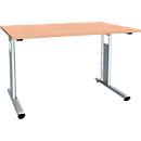 Bureau ALICANTE, pieds en C, rectangulaire, l. 1200 x P 800 x H 680 - 820 mm, coloris hêtre