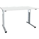 Bureau ALICANTE, pieds en C, rectangulaire, l. 1200 x P 800 x H 680 - 820 mm, gris clair