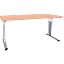 Bureau ALICANTE, pieds en C, rectangulaire, l. 1600 x P 800 x H 680 - 820 mm, coloris hêtre