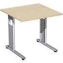 Bureau ALICANTE, pieds en C, rectangulaire, l. 800 x P 800 x H 680 - 820 mm, coloris érable