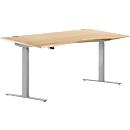 Bureau assis/debout, extension à droite, l. 1800 mm, érable 