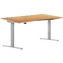 Bureau assis/debout, extension à droite, l. 1800 mm, hêtre 