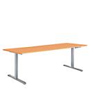Bureau assis/debout Multiflex, table à manivelle, hauteur ajustable, l. 1600 mm, coloris hêtre/alu blanc 