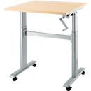 Bureau assis/debout Multitable, table à manivelle, hauteur ajustable, l. 800 mm, coloris érable/alu blanc 