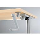 Bureau assis/debout Multitable, table à manivelle, hauteur ajustable, l. 800 mm, coloris érable/alu blanc 
