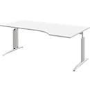 Bureau BARI, asymétrique, extension à droite, pieds en C, l. 1800 x P 800 mm, blanc