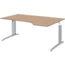 Bureau BARI, asymétrique, extension à droite, pieds en C, l. 1800 x P 800 mm, coloris chêne