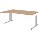 Bureau BARI, asymétrique, extension à gauche, pieds en C, l. 1800 x P 1000 mm, coloris chêne