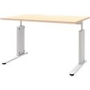 Bureau BARI, pieds en C, forme B, rectangulaire, l. 1200 x P 800 x H 680 - 820 mm, coloris érable