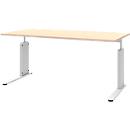 Bureau BARI, pieds en C, forme B, rectangulaire, l. 1600 x P 800 x H 680 - 820 mm, coloris érable
