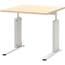 Bureau BARI, pieds en C, forme B, rectangulaire, l. 800 x P 800 x H 680 - 820 mm, coloris érable