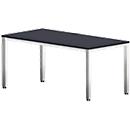Bureau Bexxstar, rectangulaire, 4 pieds en tube carré, L 1 600 x P 800 x H 740 mm, noir/argent chromé