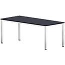 Bureau Bexxstar, rectangulaire, 4 pieds en tube carré, L 1 800 x P 800 x H 740 mm, noir/argent chromé