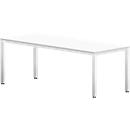 Bureau Bexxstar, rectangulaire, 4 pieds en tube carré, L 2 000 x P 1 000 x H 740 mm, blanc/argent chromé