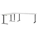 Bureau d'angle Agenda, réglage mécanique de la hauteur, L 2400 x P 2000 x H 680-910 mm, gris clair/noir