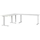 Bureau d'angle Agenda, réglage mécanique de la hauteur, L 2400 x P 2200 x H 680-910 mm, gris clair/argenté