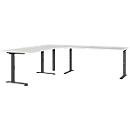 Bureau d'angle Agenda, réglage mécanique de la hauteur, L 2400 x P 2200 x H 680-910 mm, gris clair/noir