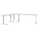 Bureau d'angle Agenda, réglage mécanique de la hauteur, L 2600 x P 2000 x H 680-910 mm, gris clair/argenté