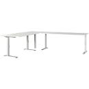 Bureau d'angle Agenda, réglage mécanique de la hauteur, L 2600 x P 2200 x H 680-910 mm, gris clair/argenté