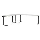 Bureau d'angle Agenda, réglage mécanique de la hauteur, L 2600 x P 2200 x H 680-910 mm, gris clair/noir