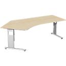 Bureau d’angle ALICANTE 135°, pieds en C, extension à gauche, l. 2166 x P 800 x H 680 - 820 mm, coloris érable