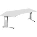Bureau d’angle ALICANTE 135°, pieds en C, extension à gauche, l. 2166 x P 800 x H 680 - 820 mm, gris clair