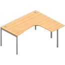Bureau d’angle ARLON-OFFICE, 4 pieds, extension à gauche, l. 1600 x P 1200 x H 730 mm, coloris hêtre