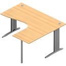 Bureau d’angle ARLON-OFFICE, l. 1600 x P 1200 x H 730 mm, coloris hêtre