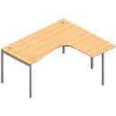 Bureau d’angle ARLON-OFFICE, l. 1600 x P 1200 x H 730 mm, coloris hêtre