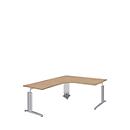 Bureau d'angle BARI, 90°, angle à droite, pieds en C, l. 1800 x P 800 mm, coloris chêne