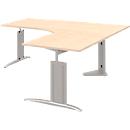Bureau d'angle BARI, 90°, angle à droite, pieds en C, l. 1800 x P 800 mm, coloris érable