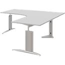 Bureau d'angle BARI, 90°, angle à droite, pieds en C, l. 1800 x P 800 mm, gris clair