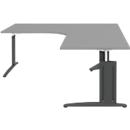 Bureau d'angle BARI, 90°, angle à droite, pieds en C, l. 1800 x P 800 mm, gris moyen