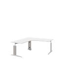 Bureau d'angle BARI, 90°, angle à gauche, pieds en C, l. 1800 x P 1800 mm, blanc