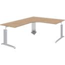 Bureau d'angle BARI, 90°, angle à gauche, pieds en C, l. 1800 x P 1800 mm, coloris chêne