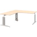 Bureau d'angle BARI, 90°, angle à gauche, pieds en C, l. 1800 x P 1800 mm, coloris érable
