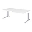 Bureau d'angle BARI, 90°, forme A, angle à droite, pieds en C, l. 2000 x P 1000 mm, blanc
