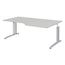 Bureau d'angle BARI, 90°, forme A, angle à droite, pieds en C, l. 2000 x P 1000 mm, gris clair