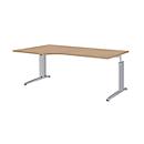 Bureau d'angle BARI, 90°, forme A, angle à gauche, pieds en C, l. 2000 x P 800 mm, coloris chêne