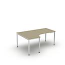 Bureau d'angle BEXXSTAR, pied en tube rond, approche à gauche, L 2000 x P 800/1200 mm, décor érable
