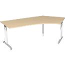Bureau d’angle PALENQUE 135°, pieds en C, angle à droite, l. 2165 x P 800/1130 x H 720 mm, érable