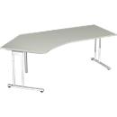 Bureau d’angle PALENQUE 135°, pieds en C, angle à gauche, l. 2165 x P 800/1130 x H 680 - 820 mm,
