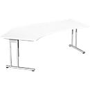 Bureau d’angle PALENQUE 135°, pieds en C, angle à gauche, l. 2165 x P 800/1130 x H 680 - 820 mm, blanc