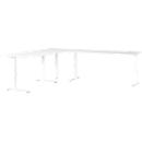 Bureau d'angle Porto, réglage mécanique de la hauteur, piétement en C, y compris table d'extension avec pied support, L 1200/1600 x P 2200 x H 680-910 mm, blanc/blanc