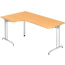 Bureau d’angle TARA 90°, pieds en C, rectangulaire, l. 2000 mm, coloris hêtre