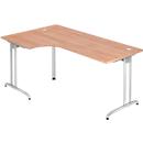Bureau d’angle TARA 90°, pieds en C, rectangulaire, l. 2000 mm, coloris noyer